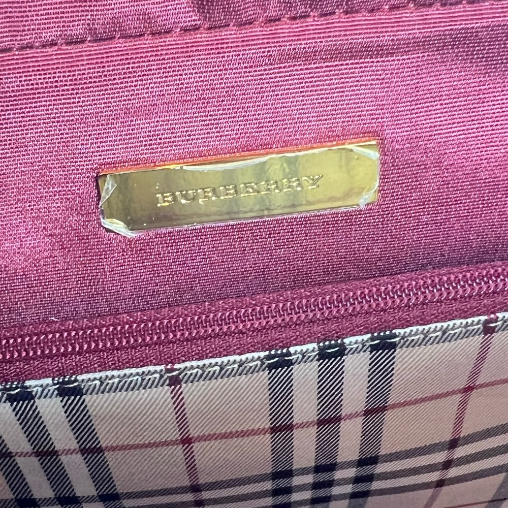 Burberry London Burgundy Saffiano Leather Satchel Re-Lined Authentic - Picture 10 of 16